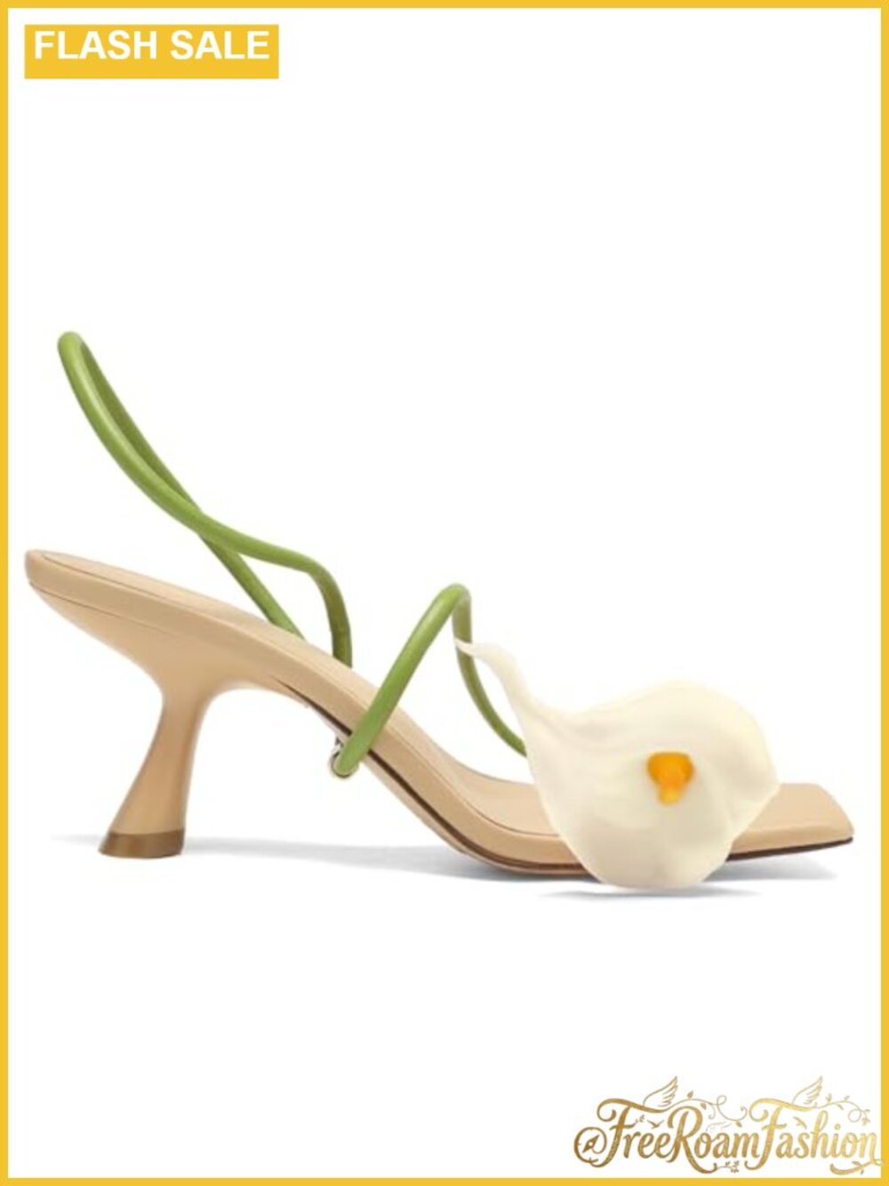 Strappy PU Kitten Heel Sandals Square Toe Floral Evening Style